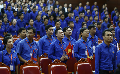 Đại biểu thanh niên Việt Nam tại lễ khai mạc
