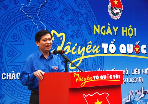 Đồng chí Nguyễn Long Hải- Bí thư BCH Trung ương Đoàn phát biểu tại ngày hội