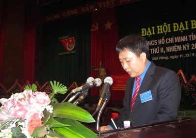 Đ/c Nguyễn Mạnh Dũng - Bí thư Trung ương Đoàn phát biểu chỉ đạo tại Đại hội
