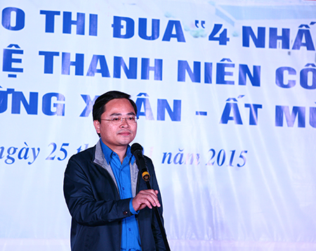 Đồng chí Nguyễn Anh Tuấn, Bí thư Trung ương Đoàn phát biểu tại buổi lễ
