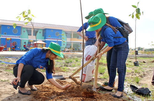 Đoàn viên, thanh niên trồng và chăm sóc cây xanh