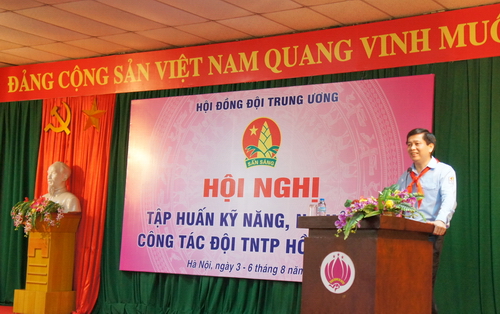 Đồng chí Nguyễn Long Hải - Bí thư Trung ương Đoàn, Chủ tịch Hội đồng Đội Trung ương phát biểu khai mạc Hội nghị