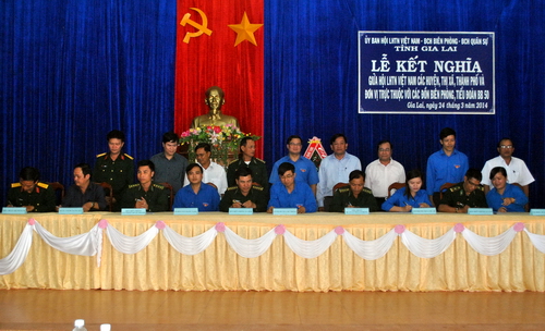 Ký kết phối hợp hoạt động giữa Ủy ban Hội LHTN Việt Nam các huyện, thị xã, thành phố và đơn vị trực thuộc với các Đồn biên phòng và Tiểu đoàn bộ binh 50