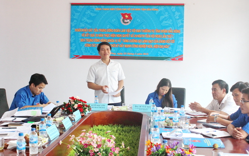 Bí thư Trung ương Đoàn Nguyễn Ngọc Lương phát biểu tại buổi làm việc