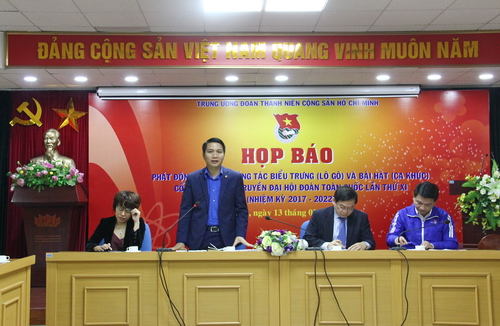 Đồng chí Nguyễn Ngọc Lương - Bí thư Trung ương Đoàn phát biểu tại buổi họp báo phát động cuộc thi