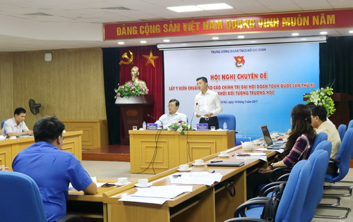 Đồng chí Nguyễn Minh Triết - Trưởng Ban Thanh niên trường học Trung ương Đoàn, Phó Chủ tịch thường trực Hội SVVN tổng kết và tiếp thu những ý kiến đóng góp tại Hội nghị