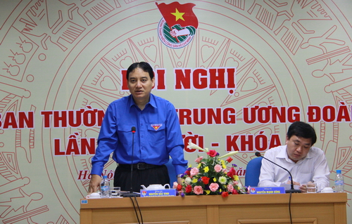Đồng chí Nguyễn Đắc Vinh - Bí thư thứ nhất Trung ương Đoàn phát biểu tại Hội nghị