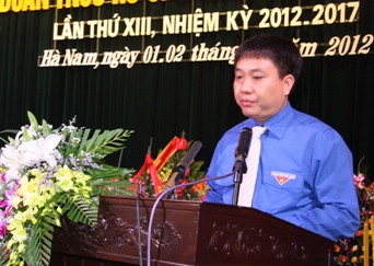 Bí thư Trung ương Đoàn Nguyễn Mạnh Dũng phát biểu tại Đại hội