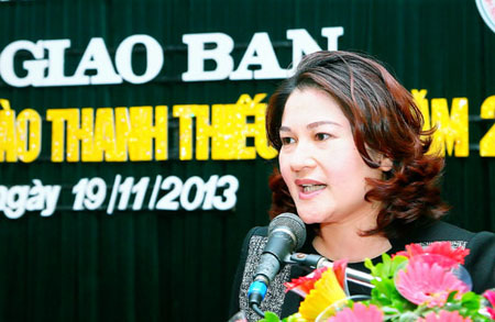 Đồng chí Nguyễn Thị Hà, Bí thư Trung ương Đoàn phát biểu kết luận tại hội nghị