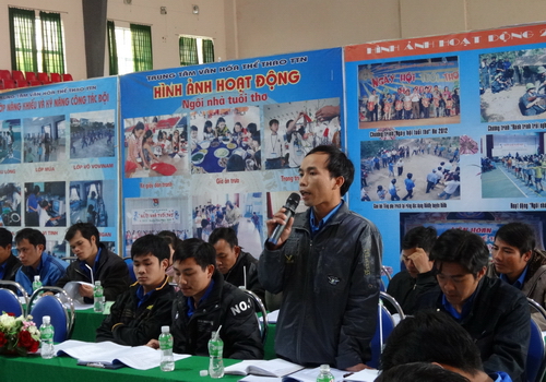 Đại biểu Thành đoàn Kon Tum phát biểu tại Hội thảo