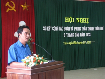 Đồng chí Nguyễn Chí Quang UV BCH TW Đoàn, Bí thư Tỉnh Đoàn phát biểu khai mạc