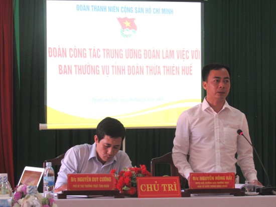 Đồng chí  Nguyễn Hồng Hải – UVTV, Phó Trưởng Ban Thường trực Ban Tổ chức Trung ương Đoàn kết luận tại buổi làm việc