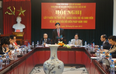 Đồng chí Nguyễn Long Hải- Bí thư Trung ương Đoàn phát biểu tại Hội nghị