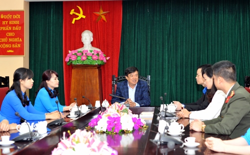 Đồng chí Nguyễn Hồng Thắng, Phó Bí thư Thường trực Tỉnh ủy gặp mặt đoàn đại biểu Đoàn thanh niên đi dự Đại hội
