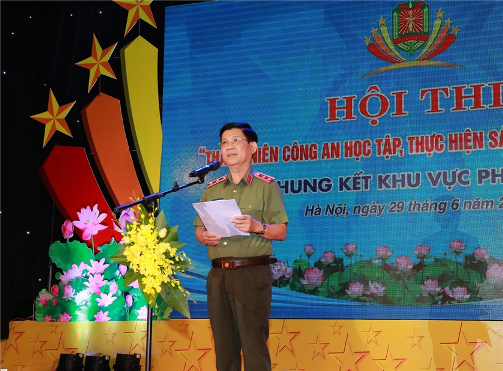 Thứ trưởng Bộ Công An Nguyễn Văn Sơn phát biểu chỉ đạo tại Hội thi
