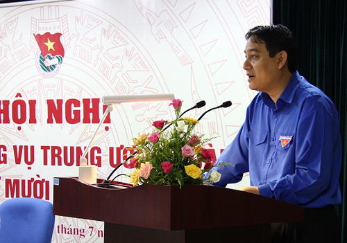 Đồng chí Nguyễn Đắc Vinh - Ủy viên dự khuyết BCH Trung ương Đảng, Bí thư thứ nhất BCH Trung ương Đoànphát biểu khai mạc Hội nghị