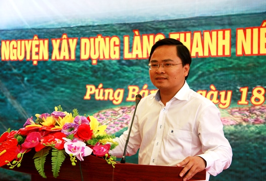 Đồng chí Nguyễn Anh Tuấn- Bí thư BCH Trung ương Đoàn phát biểu tại buổi lễ