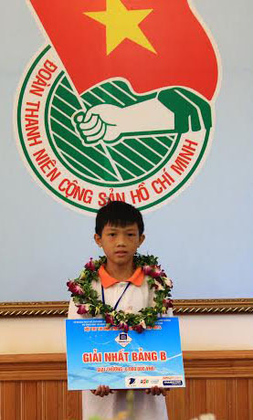 Em Lê Xuân Vinh  giải nhất bảng B dành cho khối THCS Hội thi tin học trẻ cấp Quốc gia năm 2014 