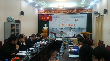 Đồng chí Vũ Thanh Liêm, Giám đốc Trung tâm thanh thiếu niên Trung ương phát biểu tại buổi họp báo