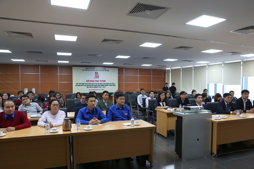 Cán bộ đoàn chủ chốt tại đầu cầu Hà Nội tham dự Hội nghị trực tuyến