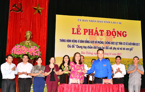 Sở Lao động - Thương binh và xã hội tỉnh - cơ quan Thường trực Ban Vì sự tiến bộ của phụ nữ tỉnh và Tỉnh đoàn Lào Cai ký kết Chương trình phối hợp tổ chức các hoạt động về bình đẳng giới trong đoàn thanh niên giai đoạn 2016 - 2020.