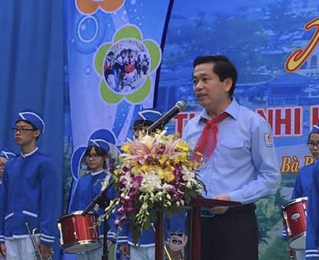 Đồng chí Nguyễn Long Hải, Bí thư Trung ương Đoàn, Chủ tịch Hội đồng Đội Trung ương phát biểu tại ngày hội