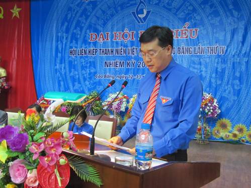 Đ/c Đồng chí Lê Quốc Phong - Bí thư Trung ương Đoàn, Chủ tịch Hội Sinh viên Việt Nam phát biểu tại Đại hội