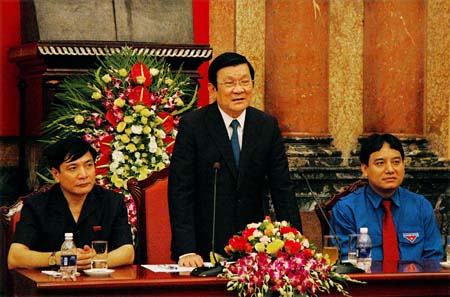 Chủ tịch nước Trương Tấn Sang phát biểu tại buổi gặp mặt