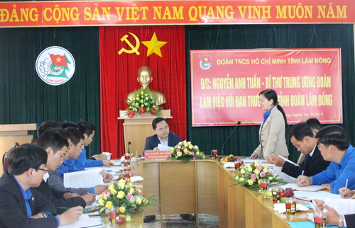 Bí thư Trung ương Đoàn Nguyễn Anh Tuấn làm việc với BTV Tỉnh Đoàn Lâm Đồng