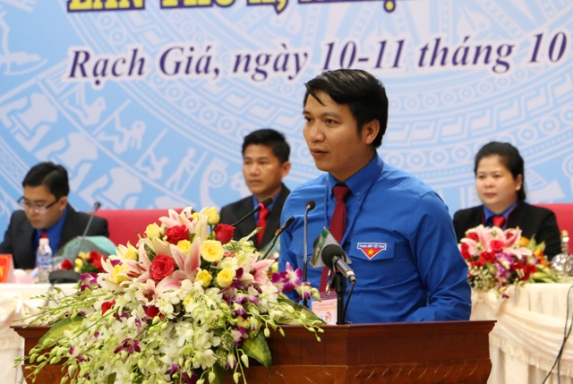 Bí thư TƯ Đoàn Nguyễn Ngọc Lương phát biểu tại Đại hội
