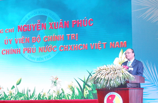Thủ tướng Chính phủ Nguyễn Xuân Phúc phát biểu tại lễ khai mạc Ngày hội Bến Tre Đồng Khởi khởi nghiệp