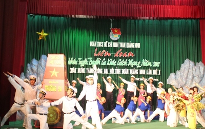 Tiết mục văn nghệ của Nhóm tuyên truyền ca khúc cách mạng Đoàn Thanh niên Công ty Than Hòn Gai.