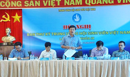 Anh Lê Quốc Phong, Bí thư thứ nhất T.Ư Đoàn, Chủ tịch Hội Sinh viên Việt Nam phát biểu kết luận tại hội nghị