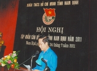 Đ/c Trần Đăng An, Bí thư Tỉnh Đoàn Nam Định phát biểu  với lớp tập huấn