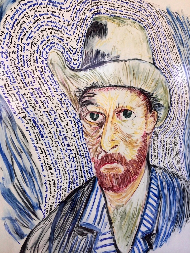  Chân dung họa sĩ Van Gogh vẽ bằng ghi chú môn Hóa học.