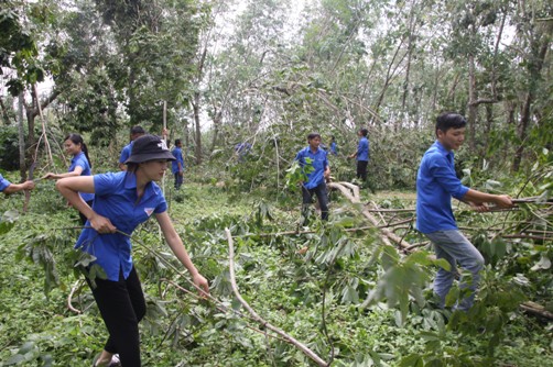 ĐVTN tỉnh Quảng Trị tham gia giúp dân khắc phục thiệt hại sau bão