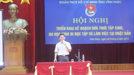 Đồng chí Trần Việt Cường – Bí Thư Tỉnh Đoàn Vĩnh Phúc phát biểu chỉ đạo tại hội nghị.